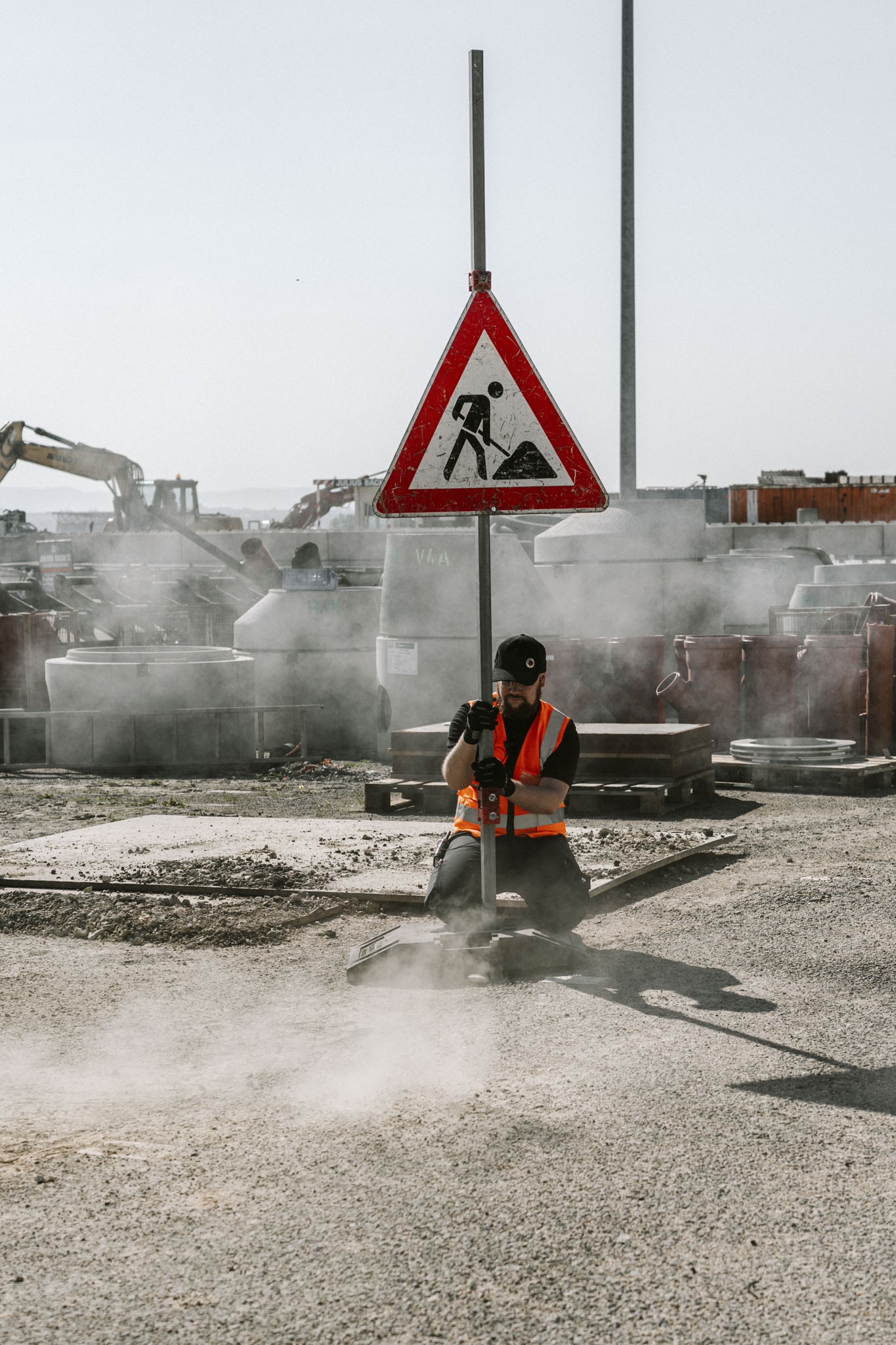 Filmdreh_Infrastruktur_Stuttgart-07 Filmdreh auf einer Baustelle am Stuttgarter Flughafen zur Kampagne "Wir bauen Deutschland neu"